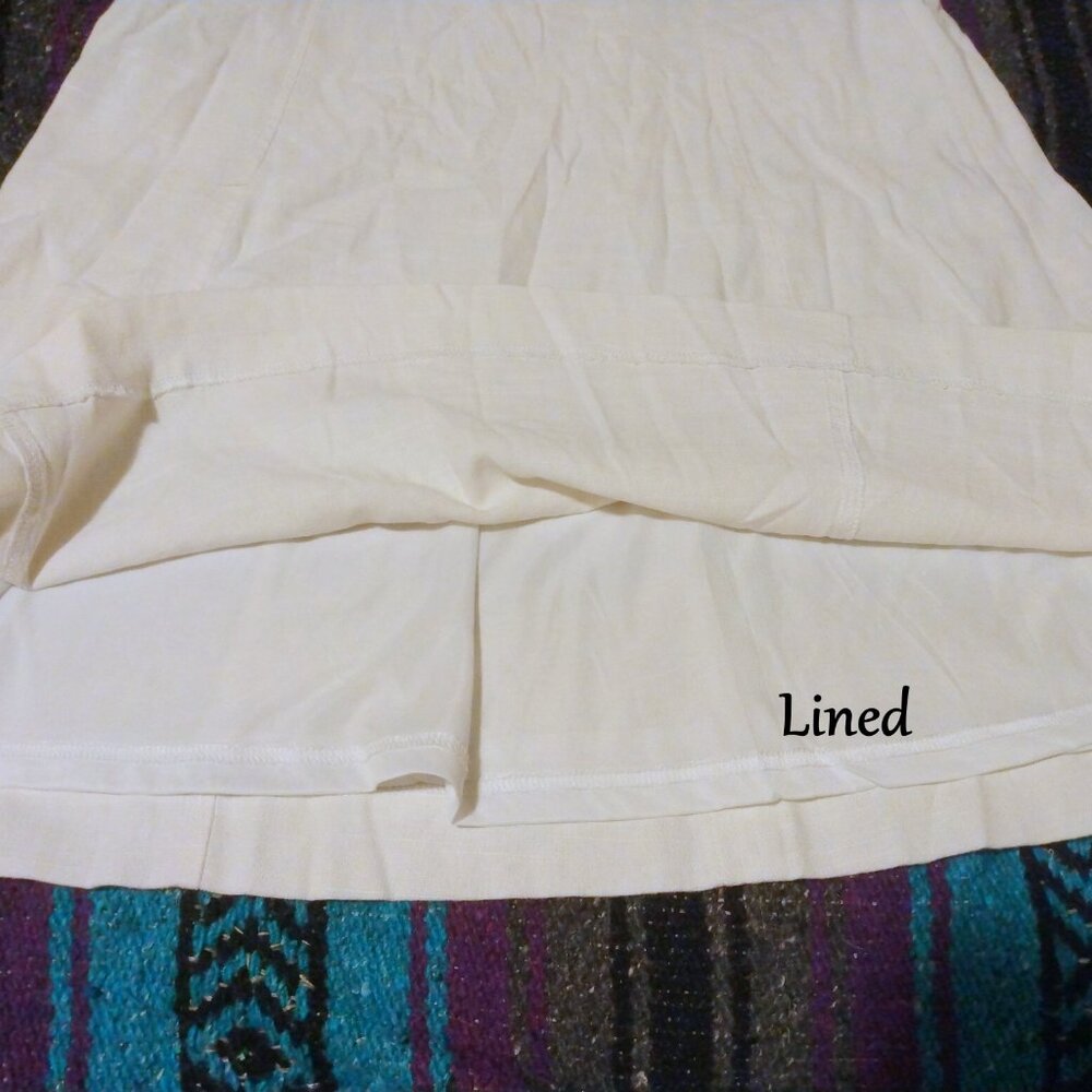 Very J White Linen Blend Peasant Dress L Boho Prairie Coastal Cowgirl Romantic - Picture 10 of 11